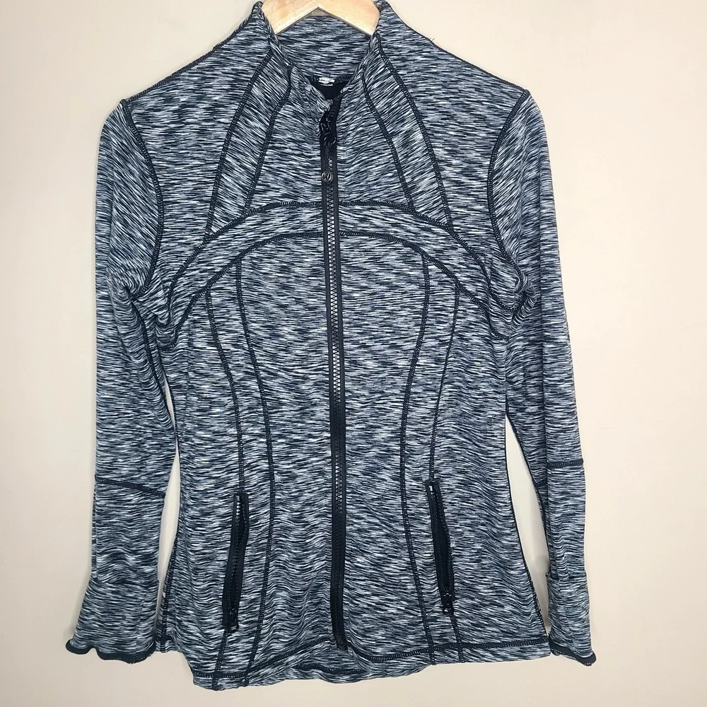Lululemon Define Jacket Black Blue Space Dye Full Zip Athletic Jacket Women's 8